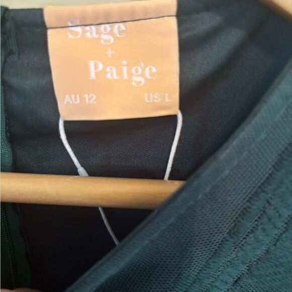Anthropologie Sage & Paige Dark Green Lace Dress - Picture 3 of 6